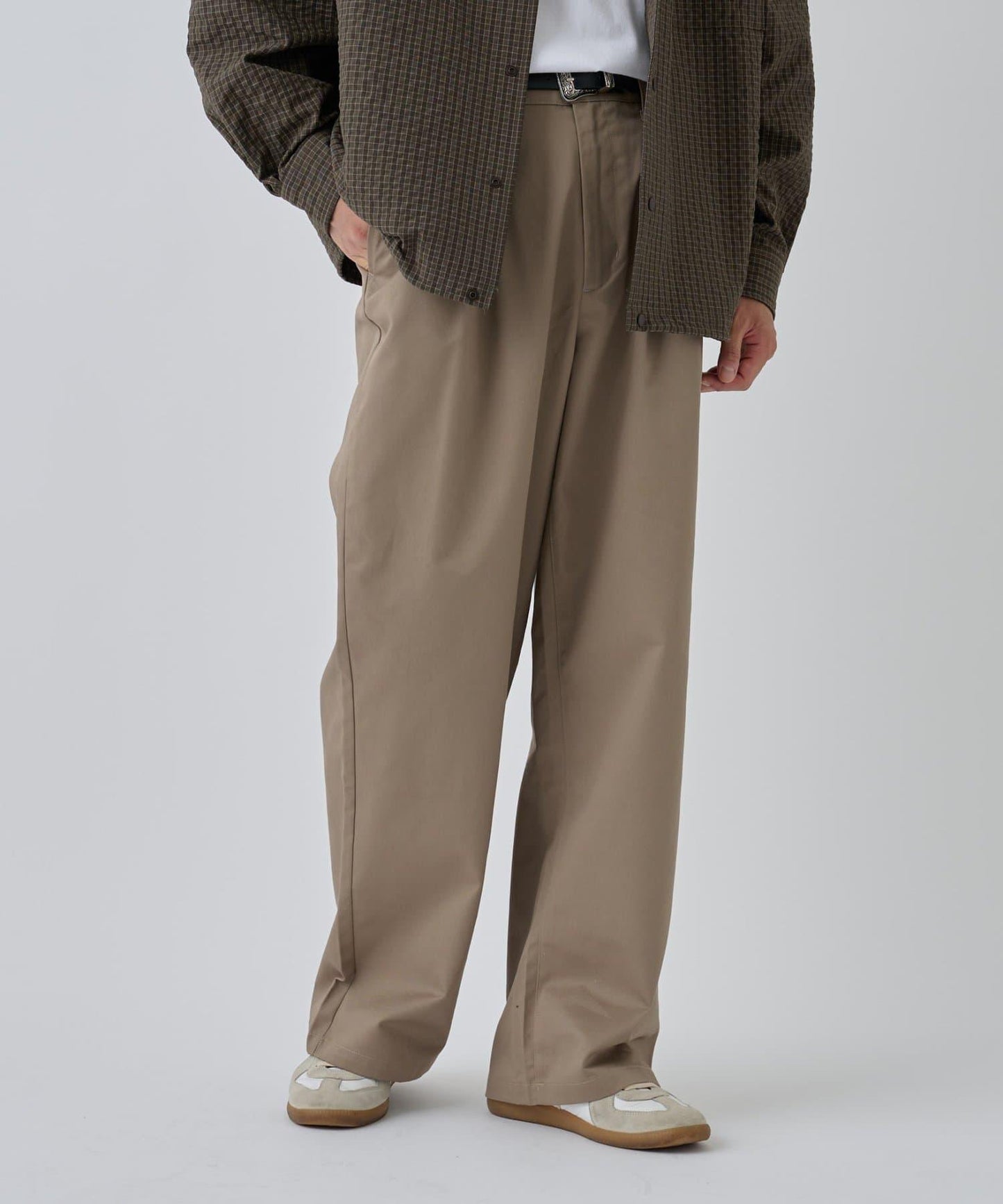 【AW】斜紋布雙褶西褲