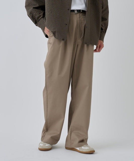 【AW】斜紋布雙褶西褲