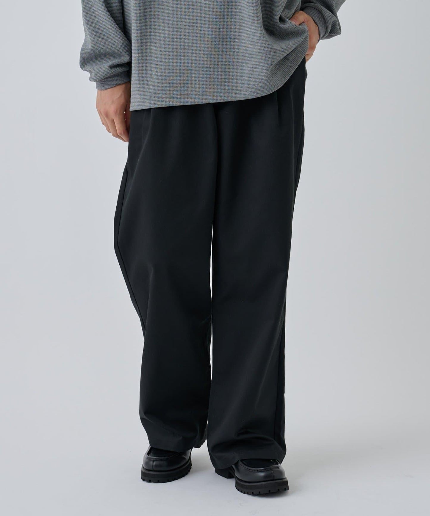 【AW】斜紋布雙褶西褲