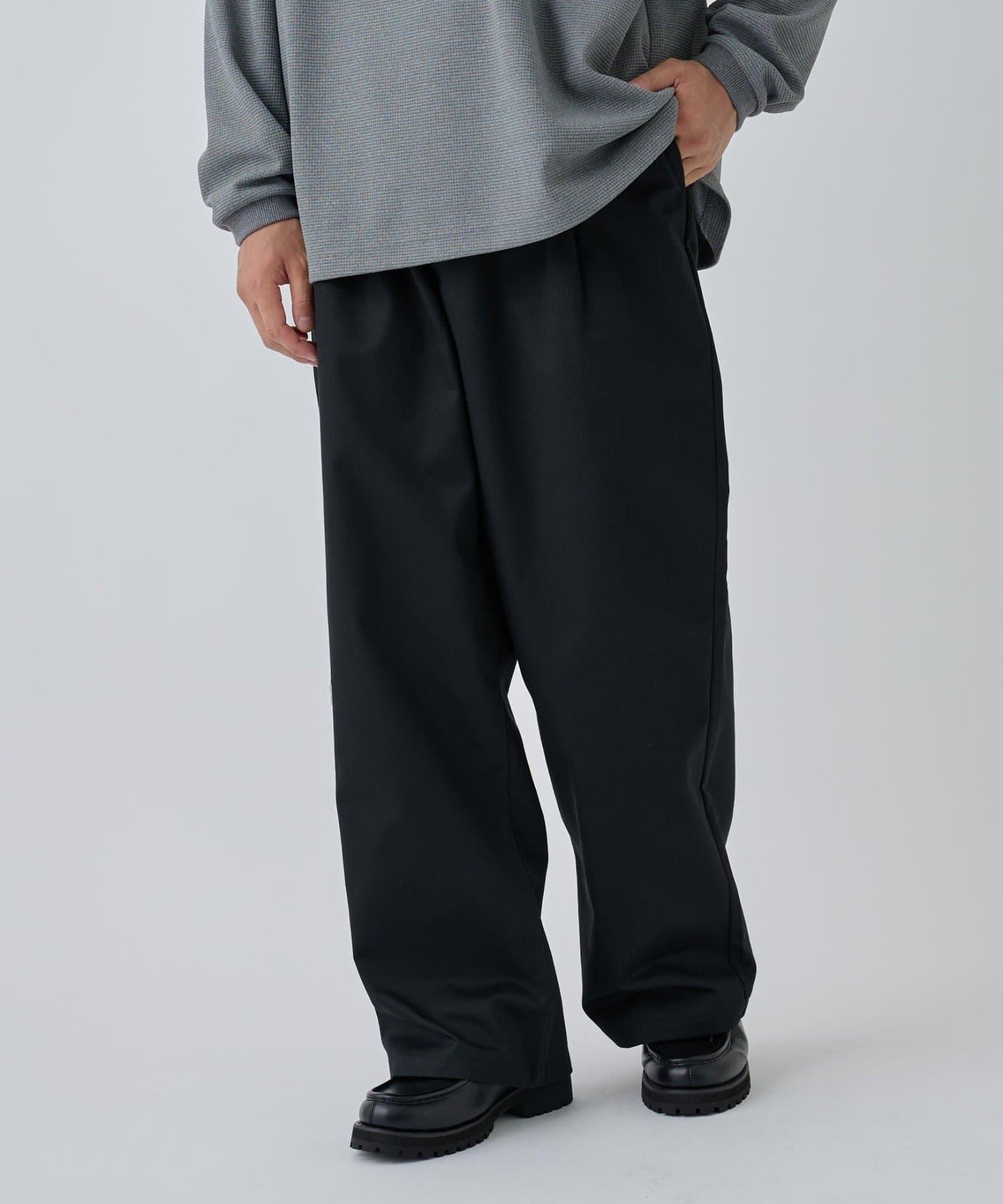 【AW】斜紋布雙褶西褲