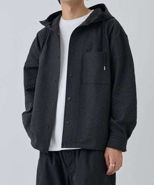 【AW】抽繩連帽格子襯衫