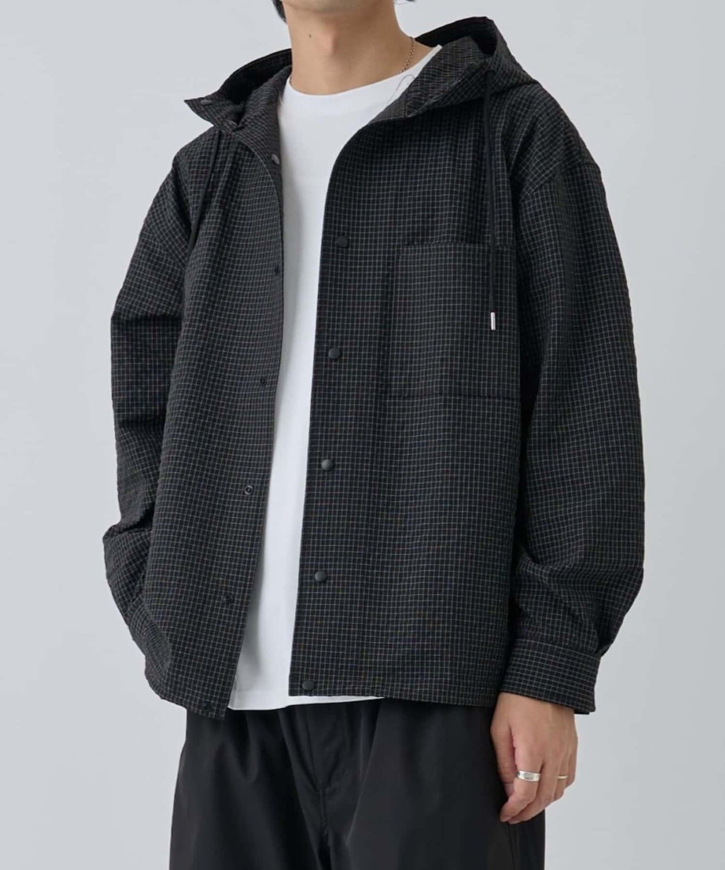 【AW】抽繩連帽格子襯衫