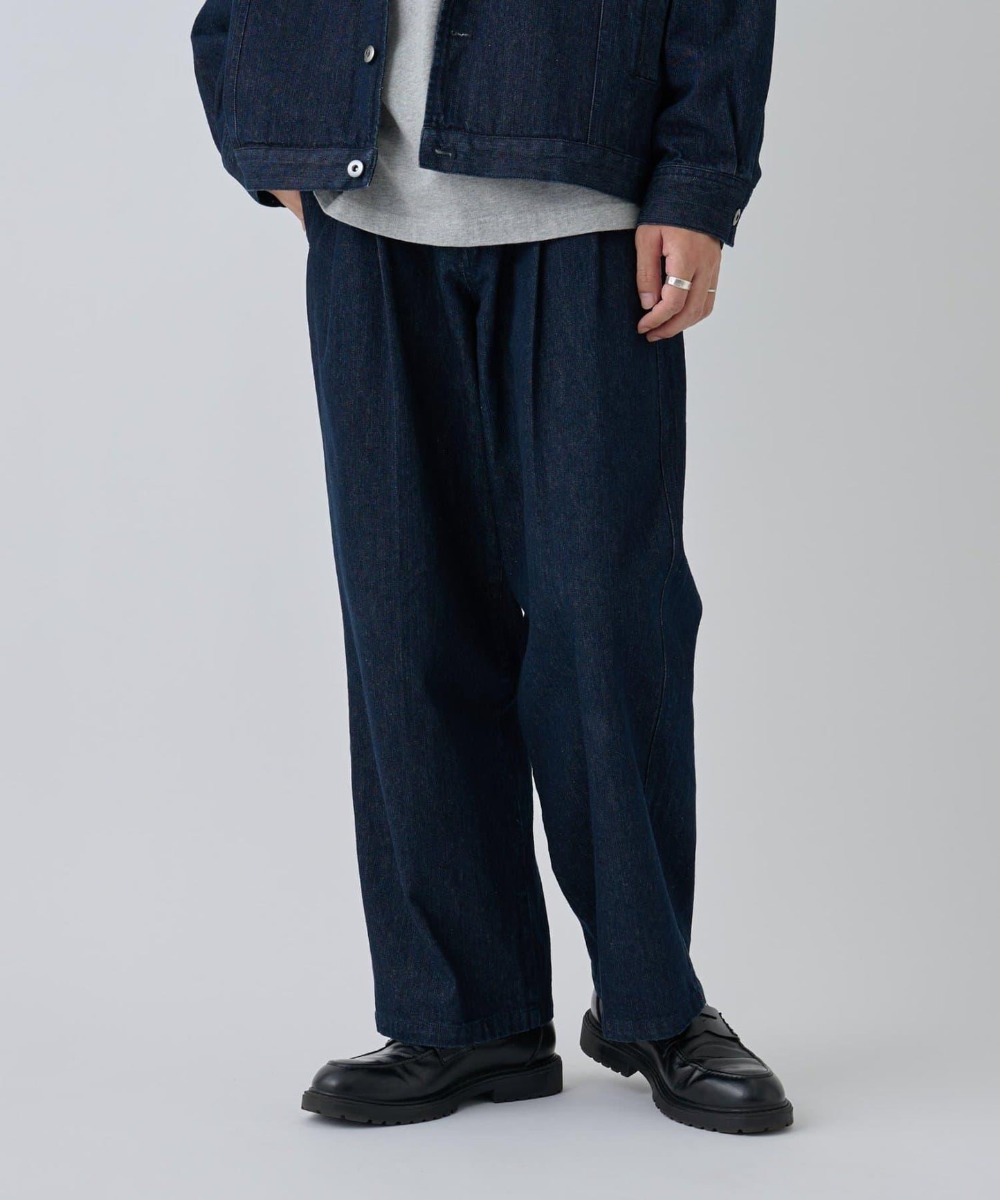 【AW/可成套搭配】雙褶直筒牛仔休閒褲