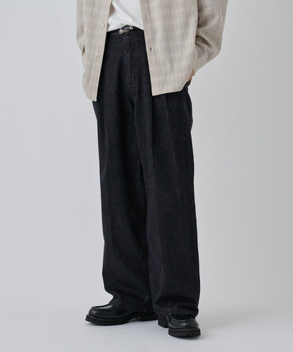 【AW/可成套搭配】雙褶直筒牛仔休閒褲