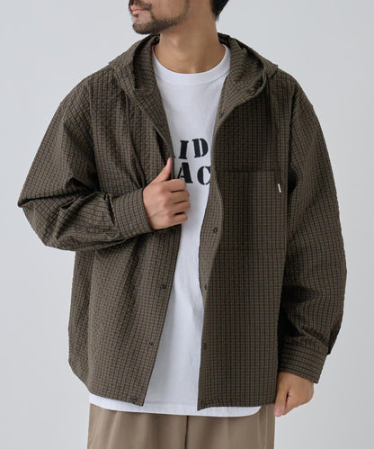 【AW】抽繩連帽格子襯衫