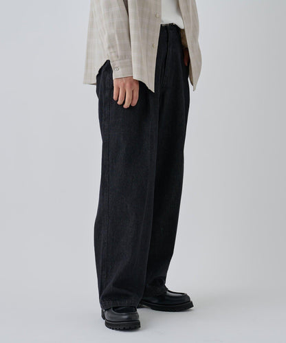 【AW/可成套搭配】雙褶直筒牛仔休閒褲