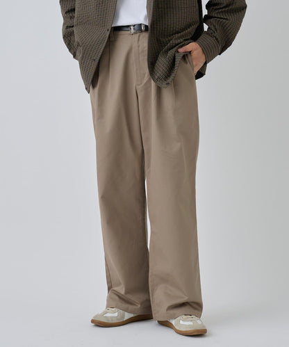 【AW】斜紋布雙褶西褲