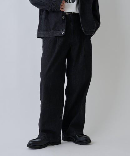 【AW/可成套搭配】雙褶直筒牛仔休閒褲
