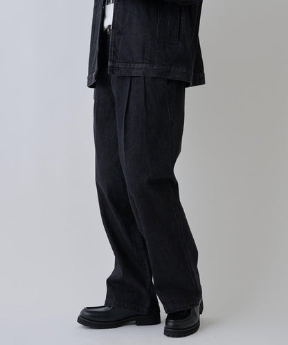 【AW/可成套搭配】雙褶直筒牛仔休閒褲