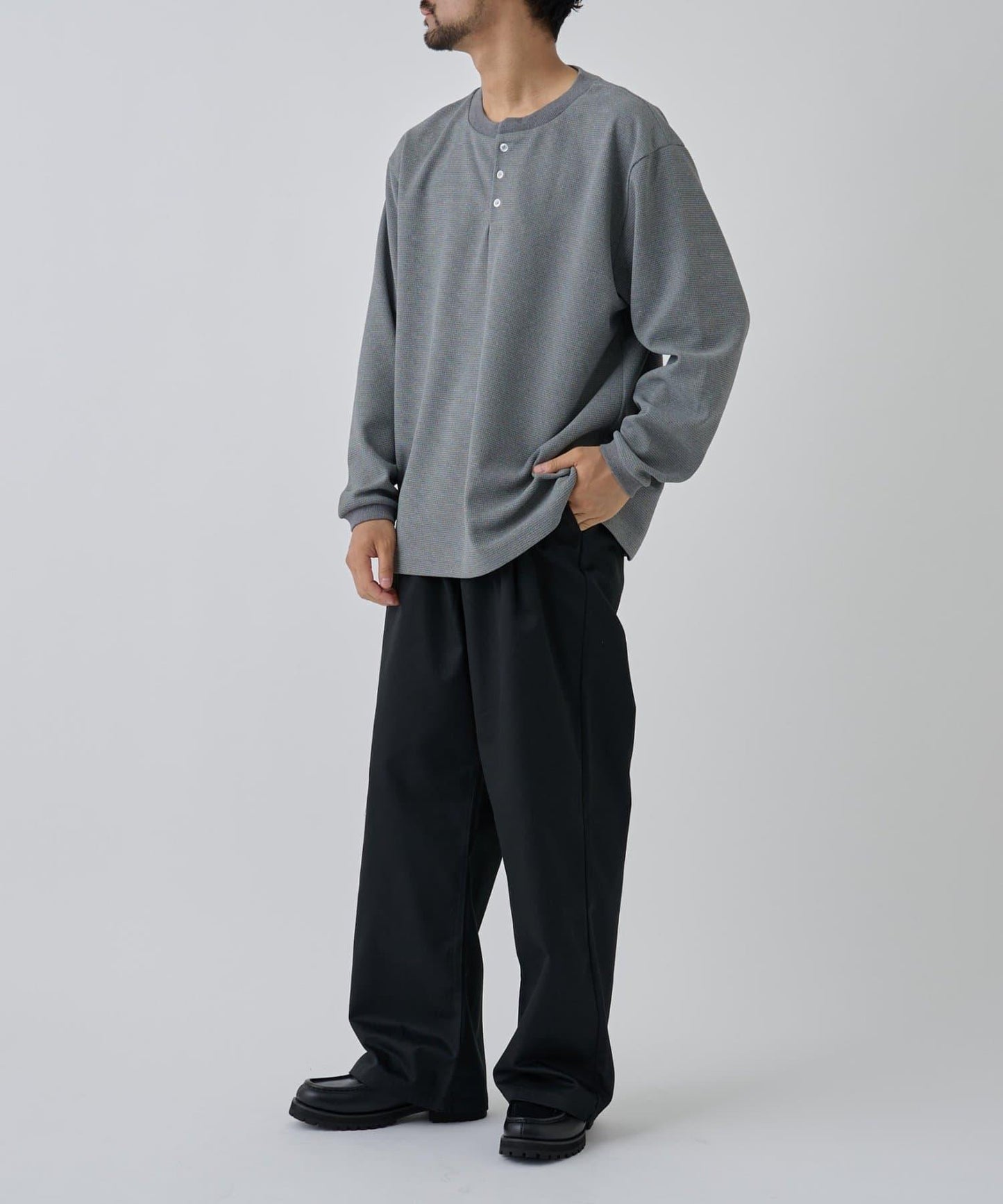 【AW】斜紋布雙褶西褲