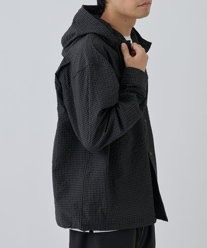 【AW】抽繩連帽格子襯衫