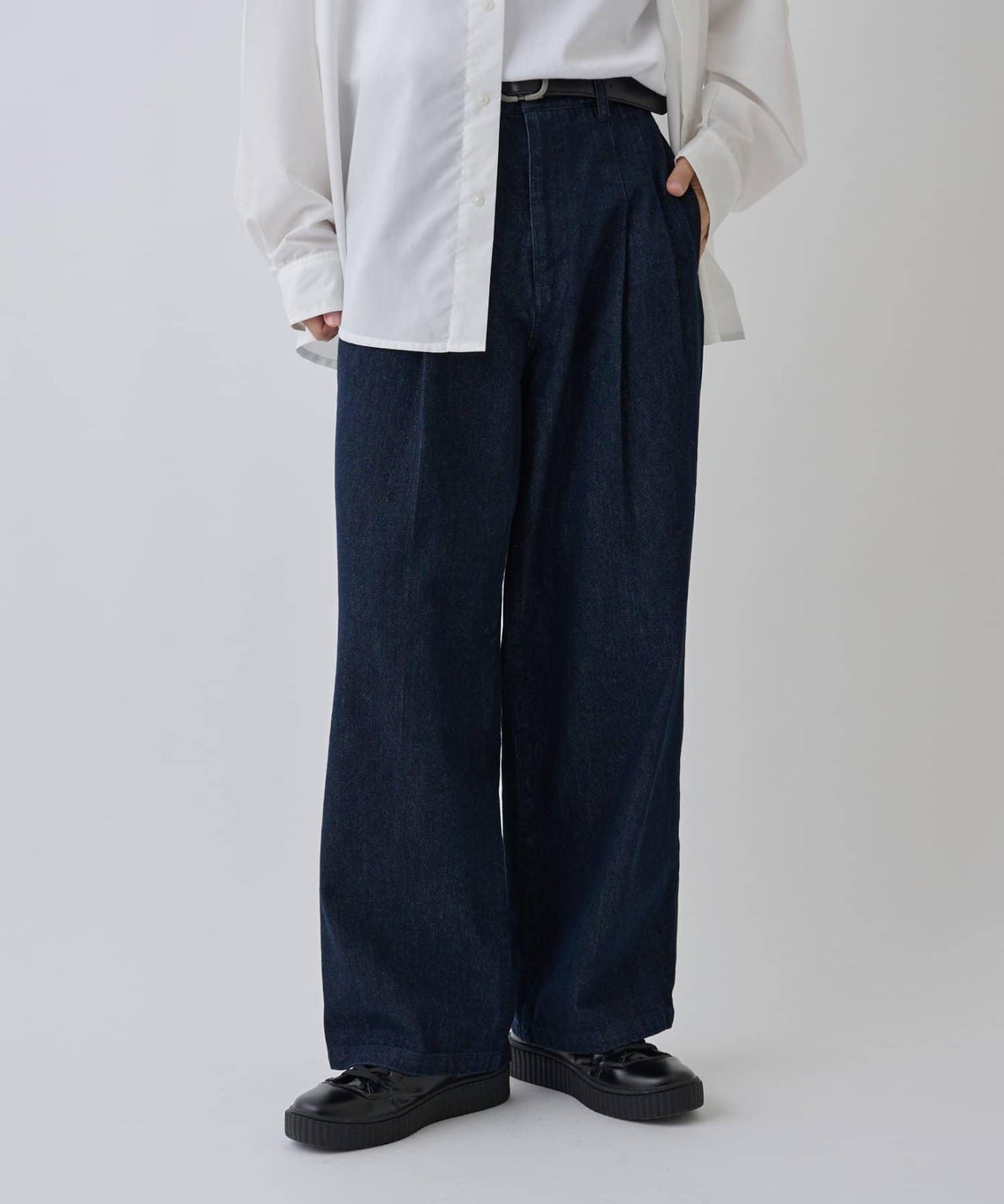 【AW/可成套搭配】雙褶直筒牛仔休閒褲