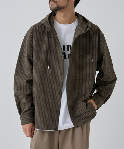 【AW】抽繩連帽格子襯衫