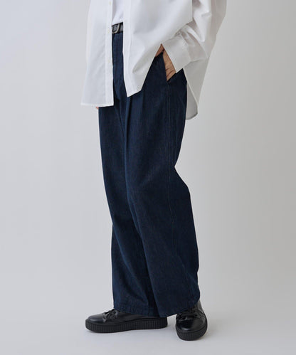 【AW/可成套搭配】雙褶直筒牛仔休閒褲