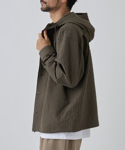 【AW】抽繩連帽格子襯衫