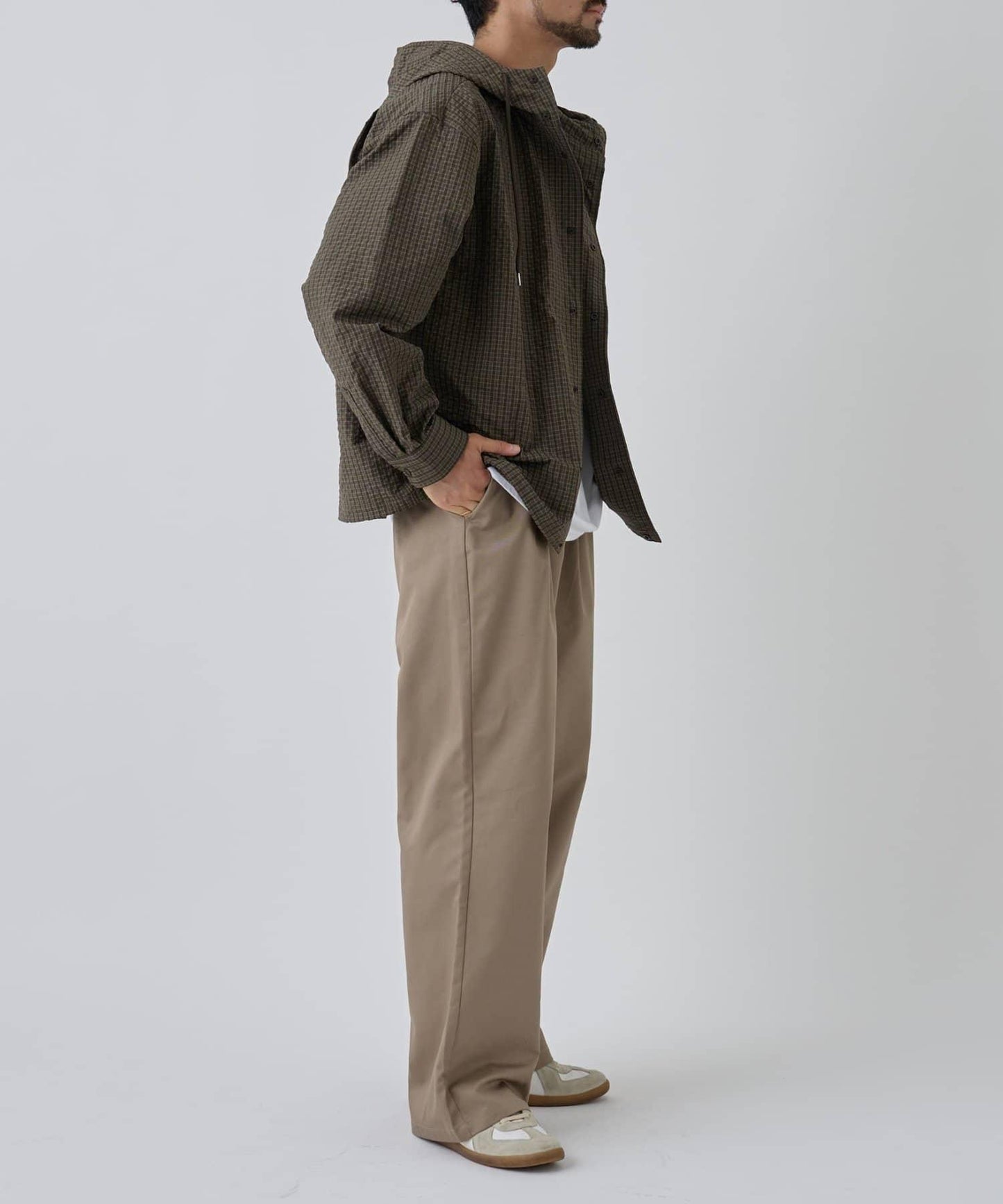 【AW】抽繩連帽格子襯衫