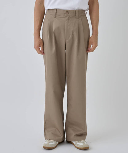 【AW】斜紋布雙褶西褲