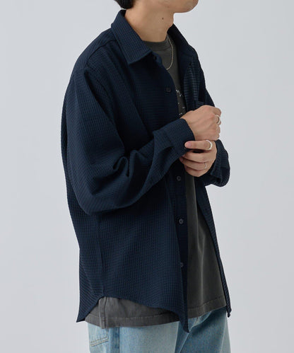 【AW】大圖案壓花長袖襯衫