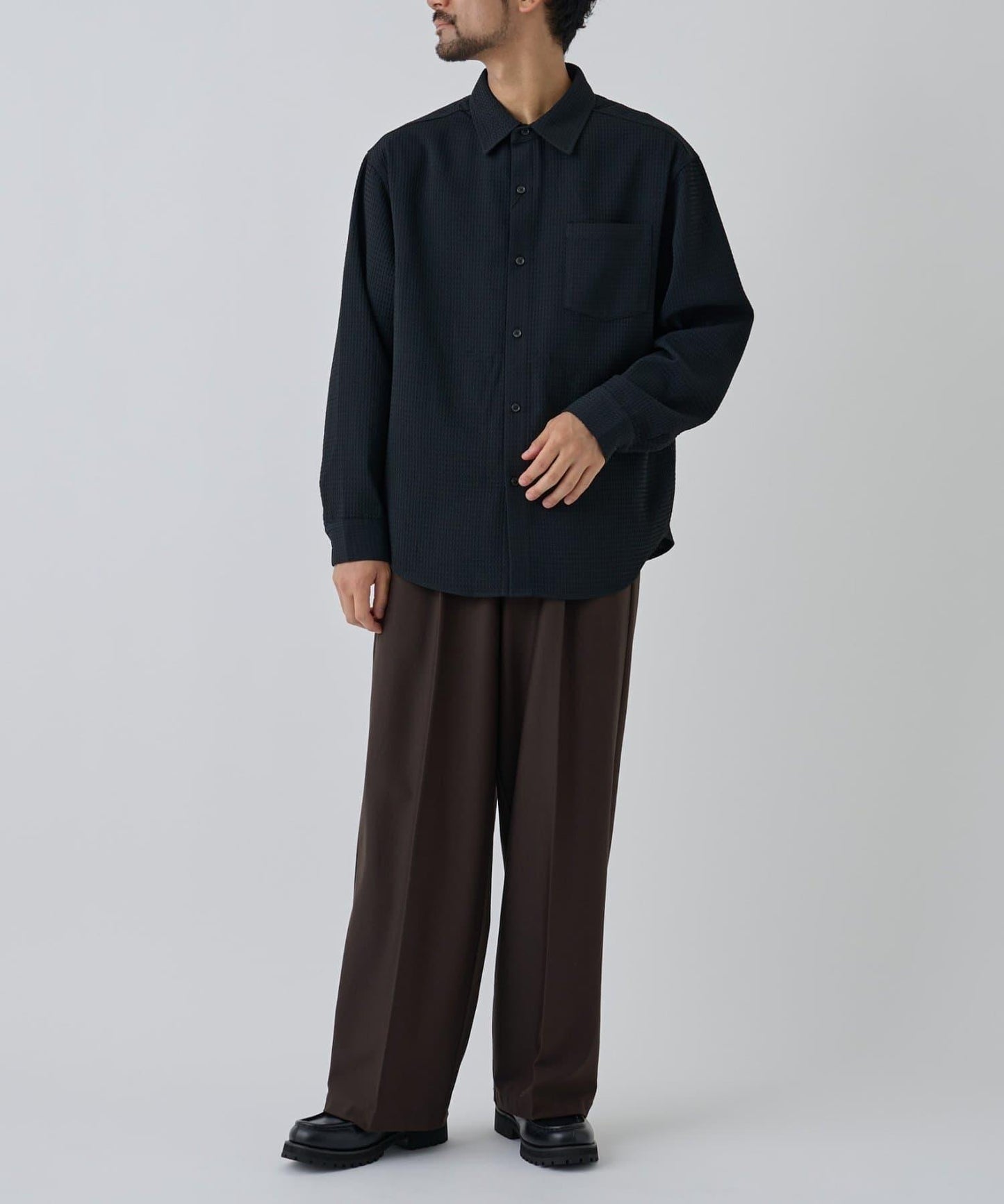 【AW】大圖案壓花長袖襯衫