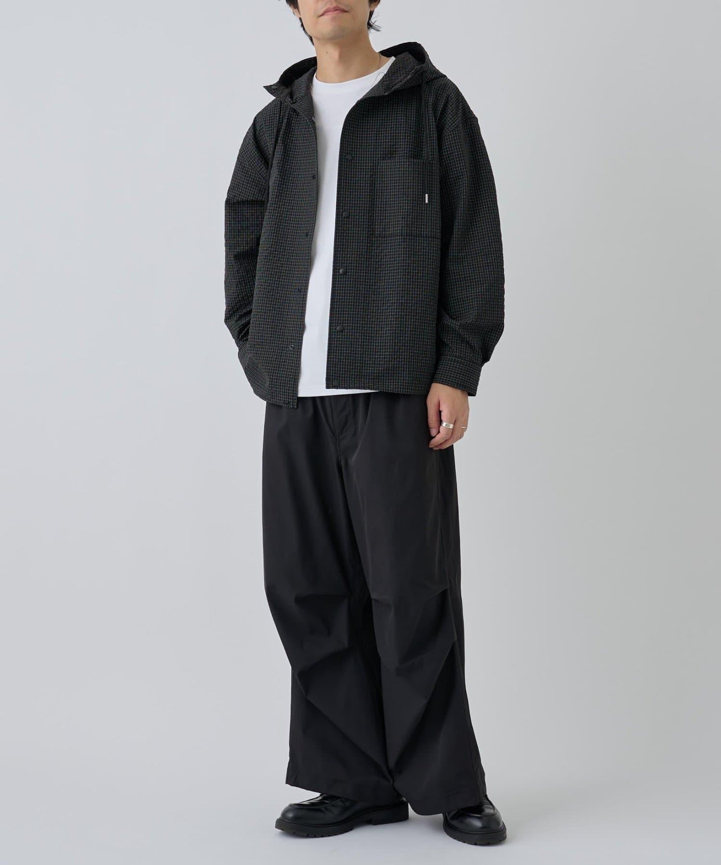 【AW】抽繩連帽格子襯衫