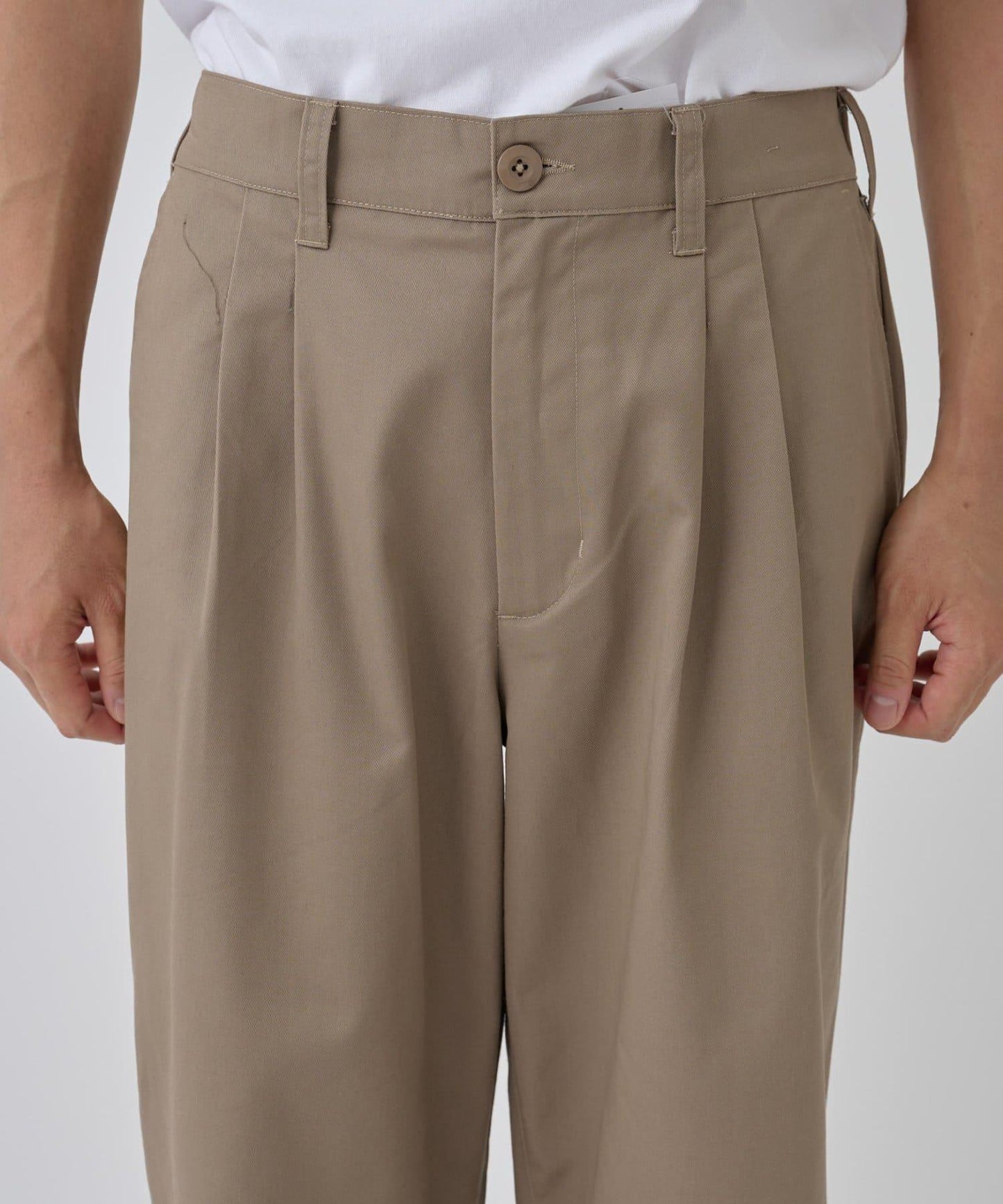 【AW】斜紋布雙褶西褲