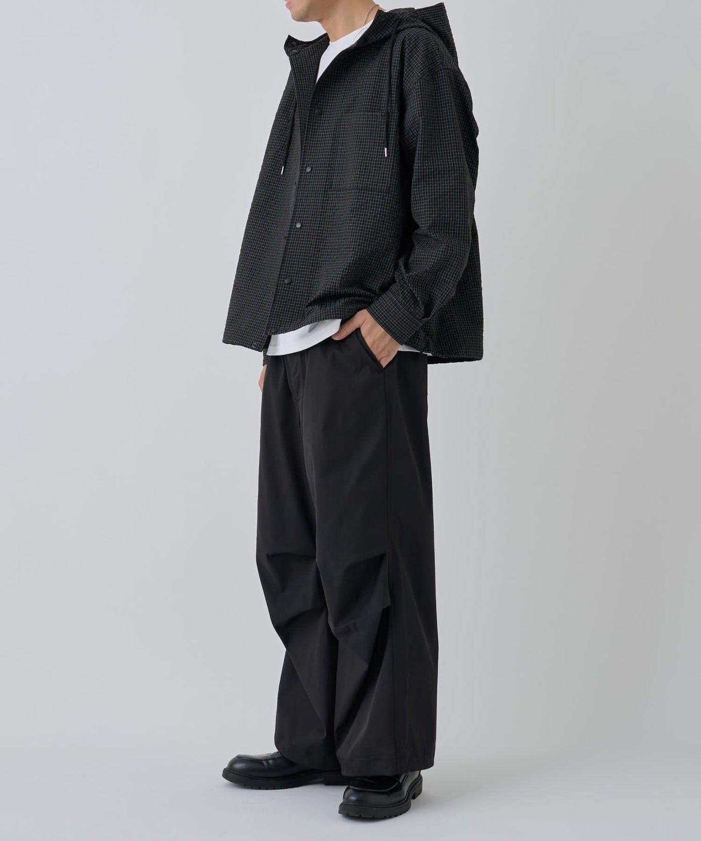 【AW】抽繩連帽格子襯衫