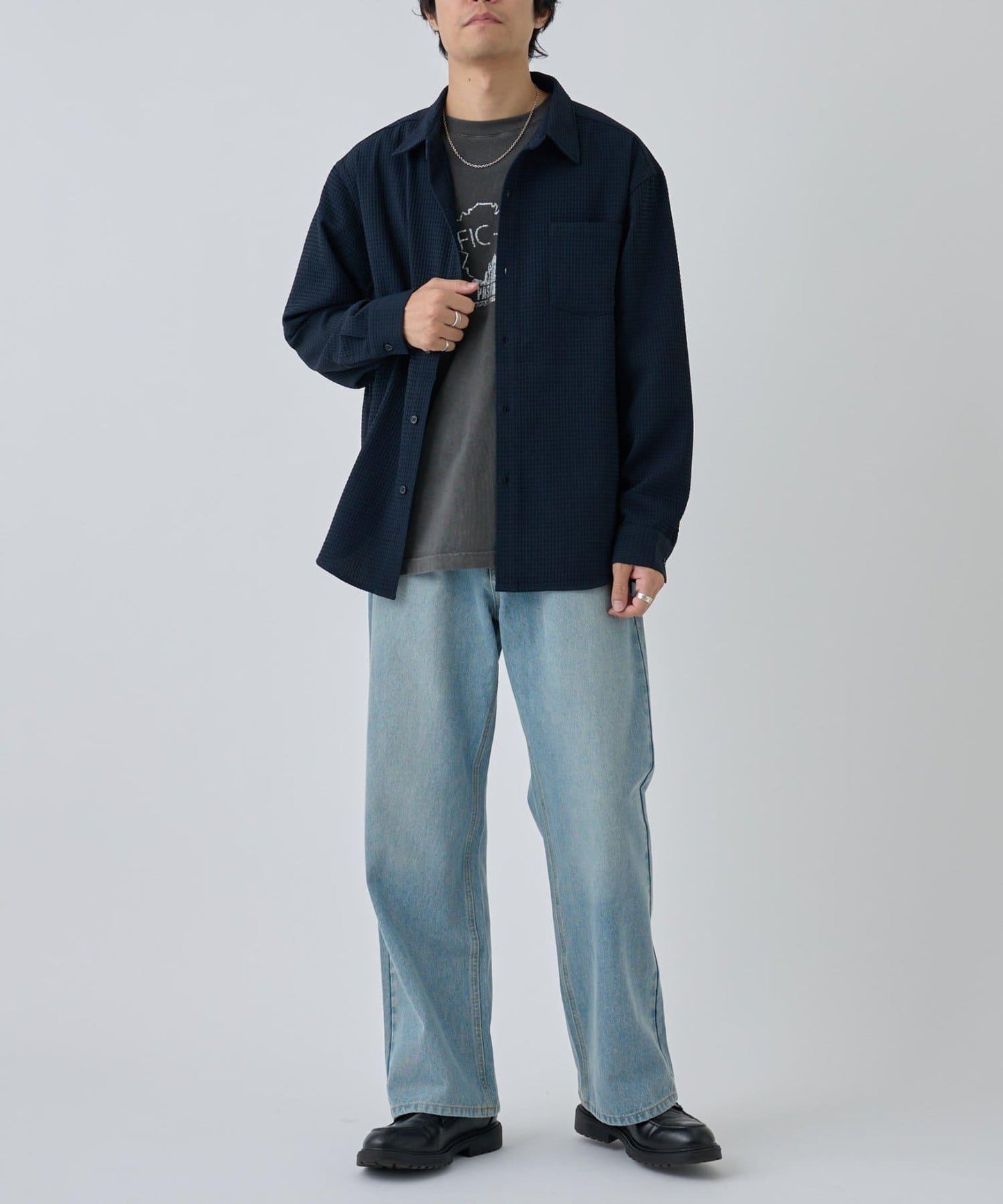 【AW】大圖案壓花長袖襯衫