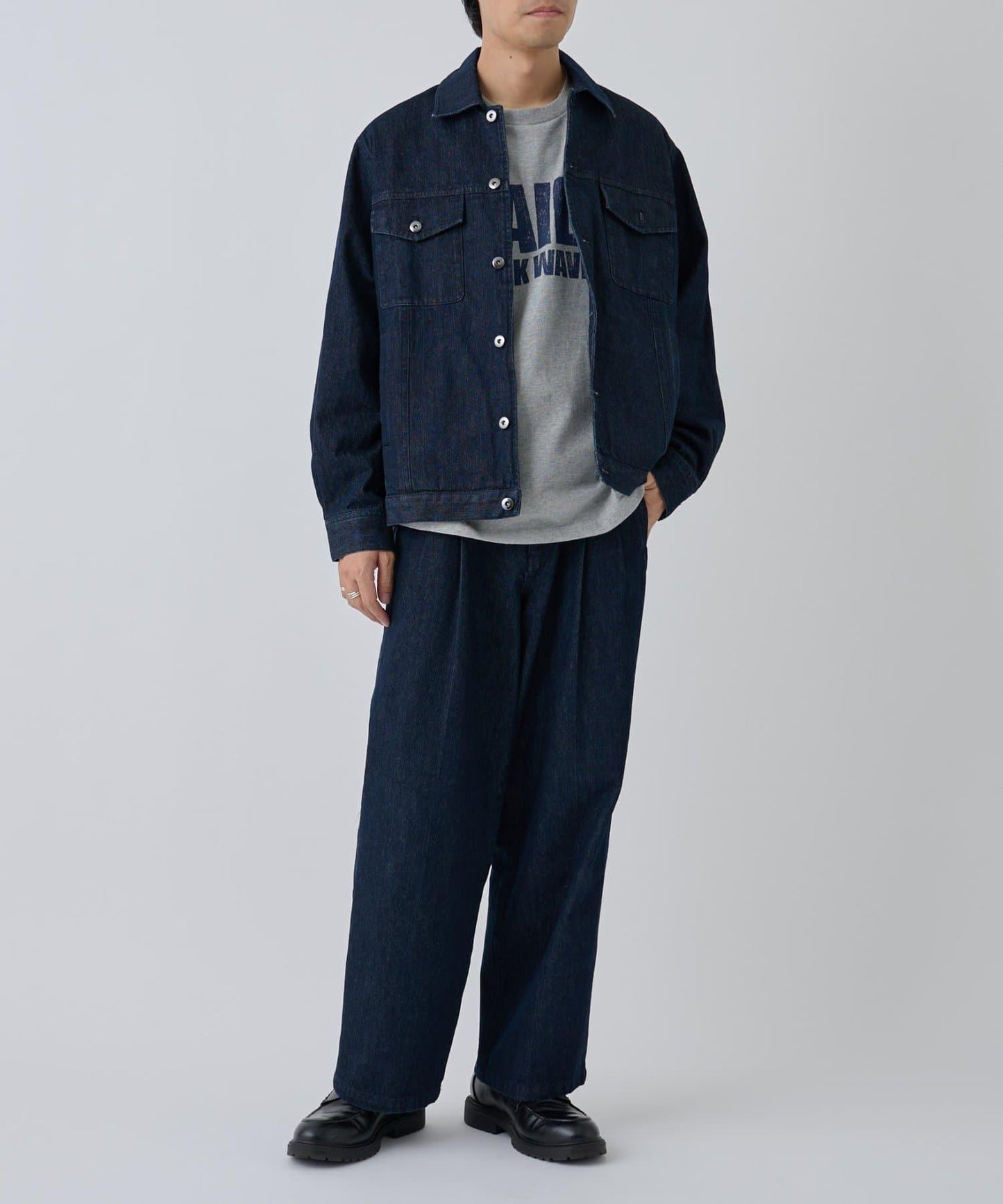 【AW/可成套搭配】雙褶直筒牛仔休閒褲