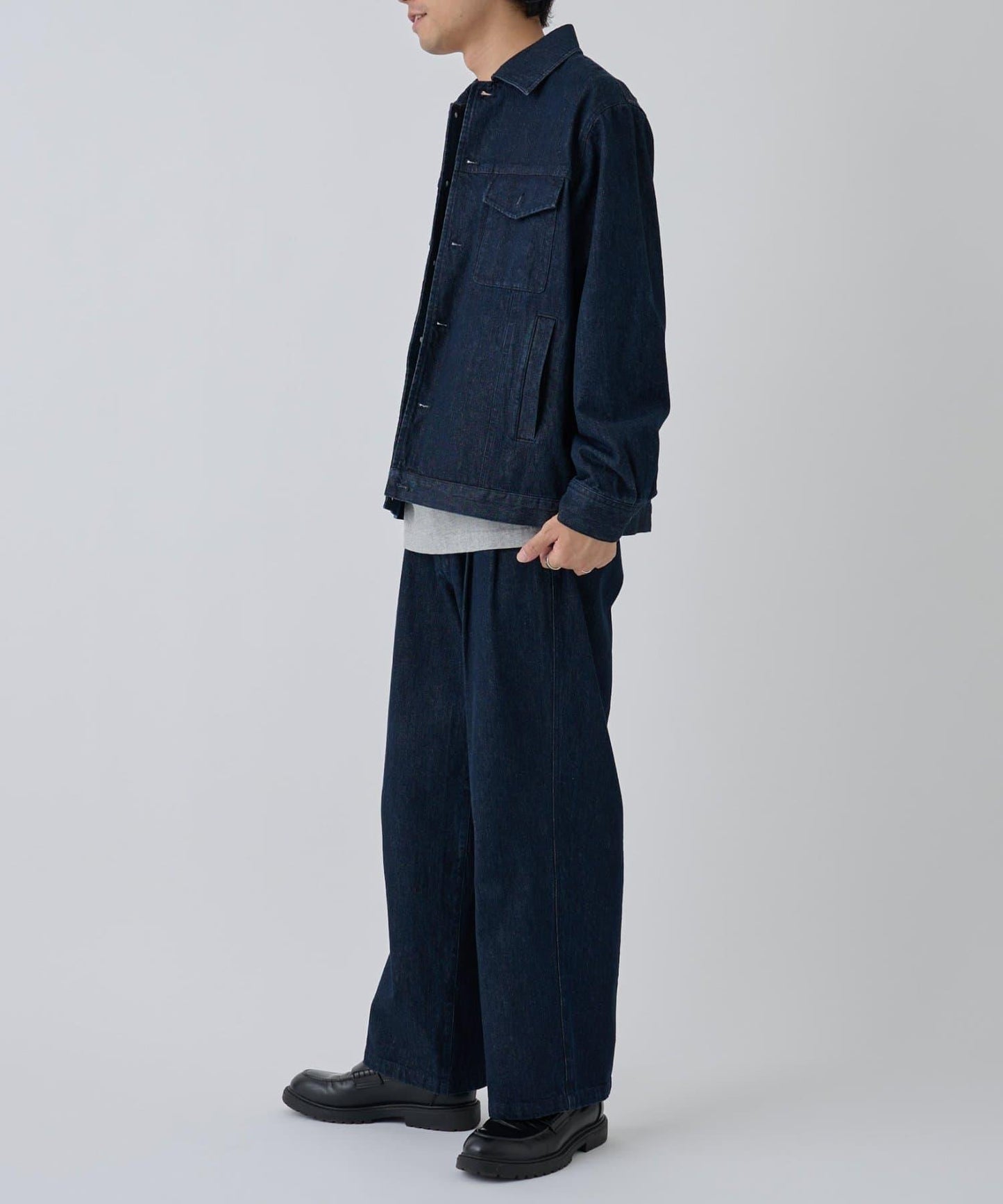 【AW/可成套搭配】雙褶直筒牛仔休閒褲