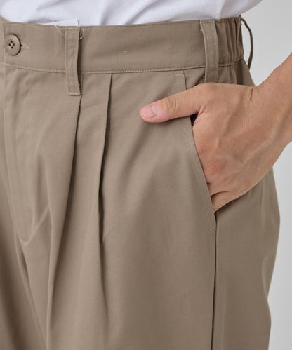 【AW】斜紋布雙褶西褲