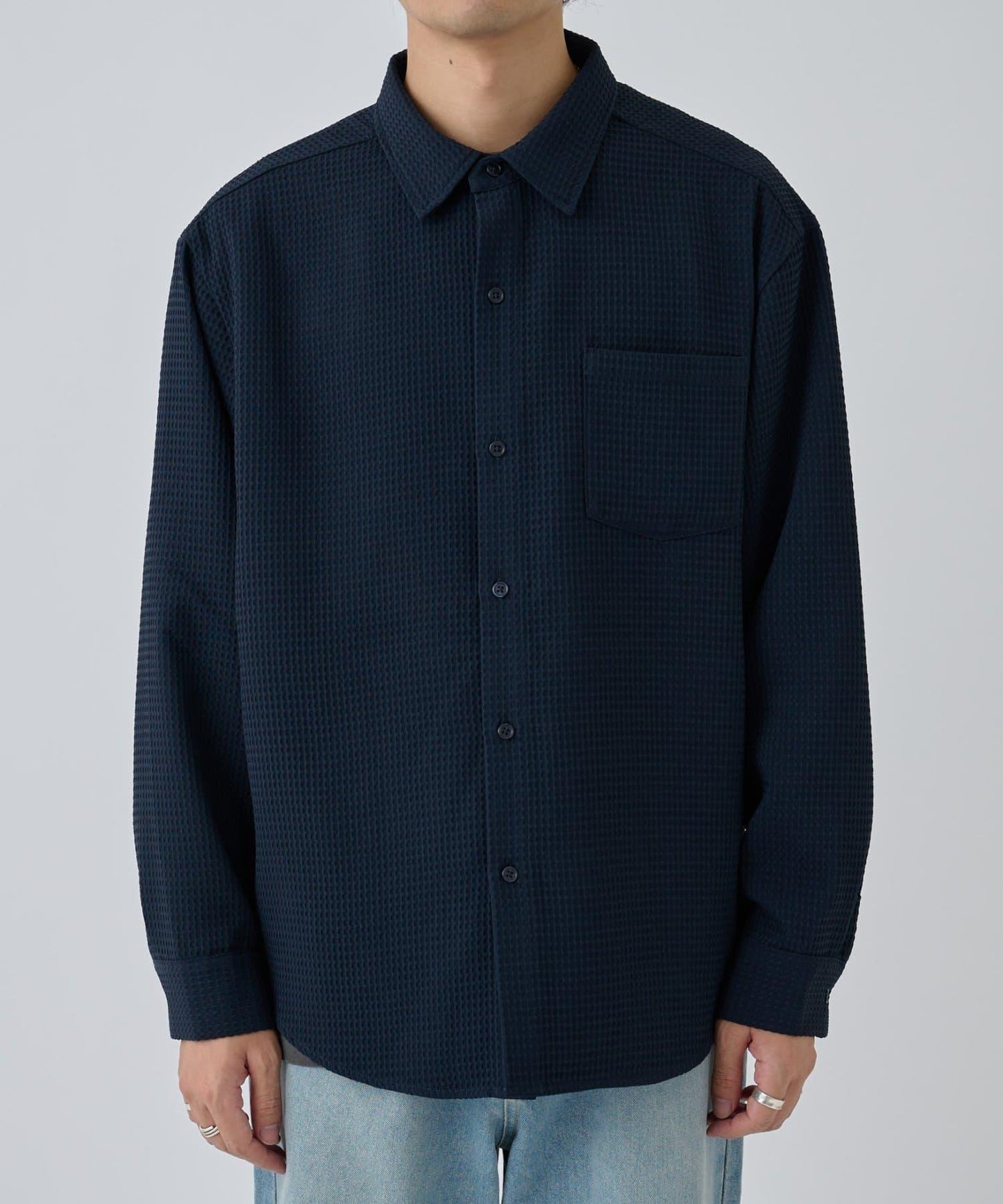 【AW】大圖案壓花長袖襯衫