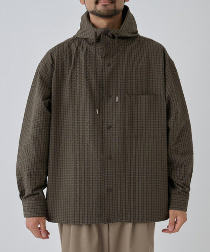 【AW】抽繩連帽格子襯衫