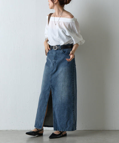 【AW】輕薄透視一字肩套頭衫