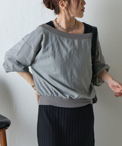 【AW】輕薄透視一字肩套頭衫