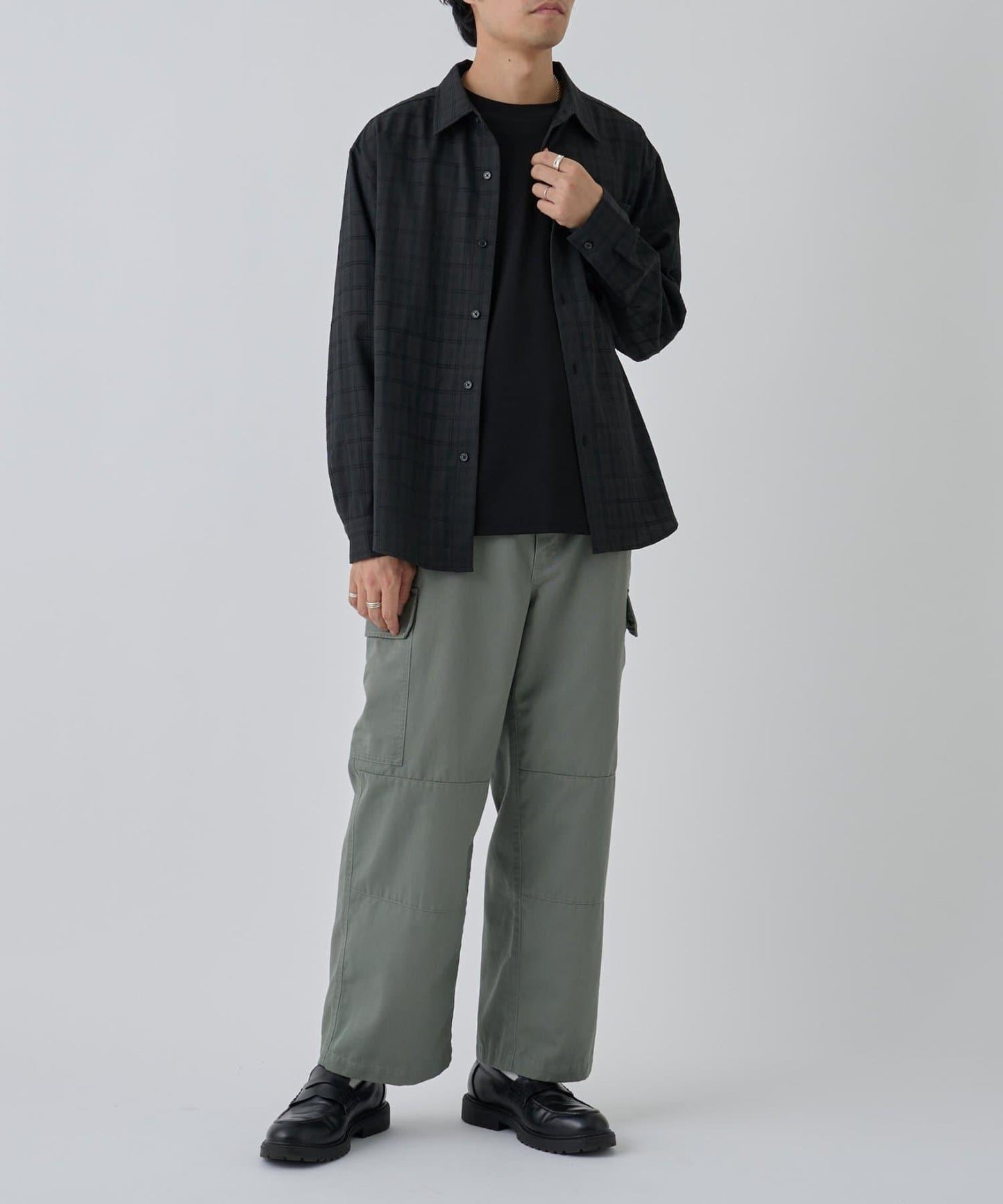 【AW】格紋提花長袖襯衫