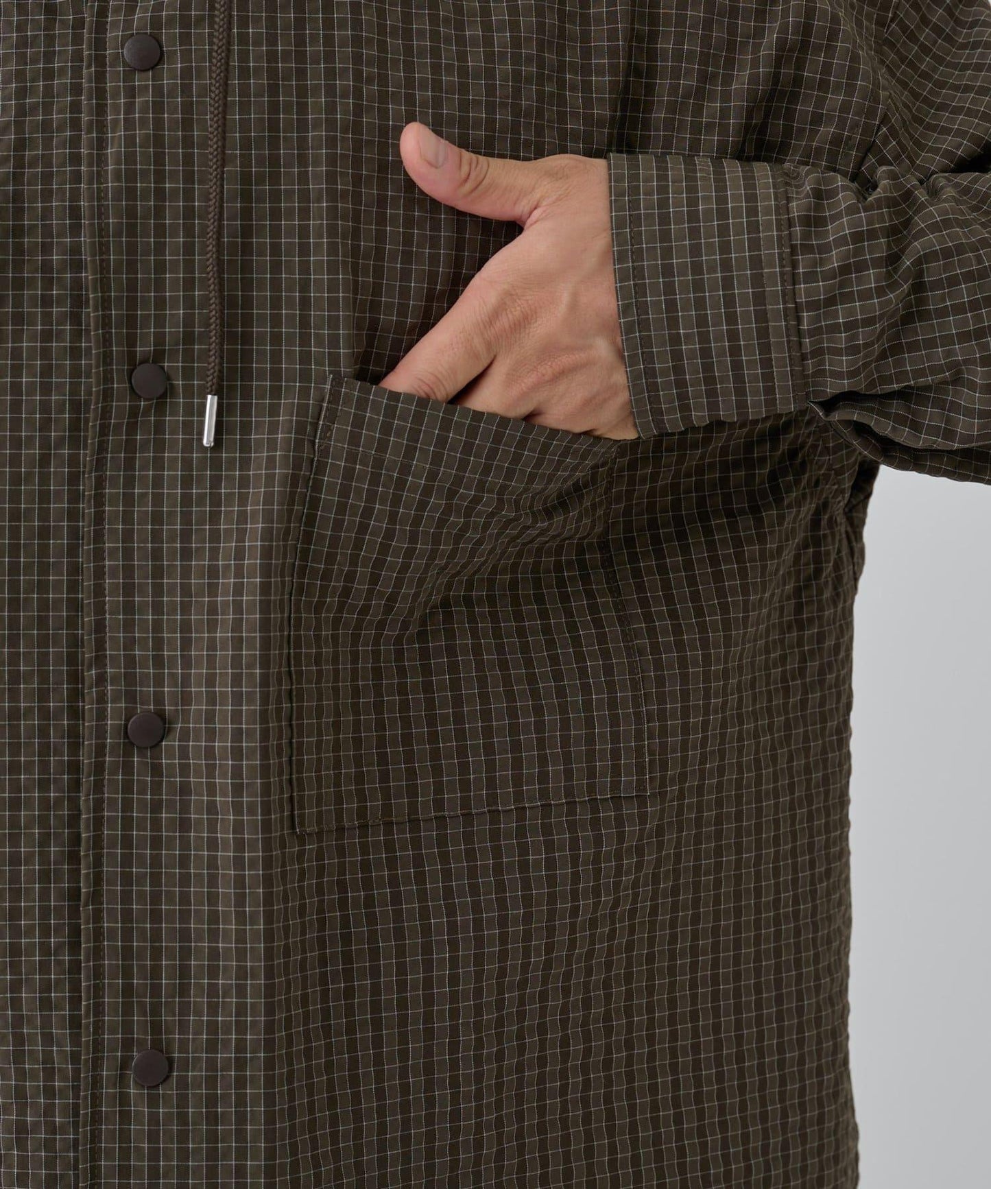 【AW】抽繩連帽格子襯衫