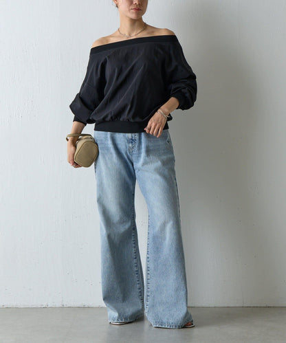 【AW】輕薄透視一字肩套頭衫