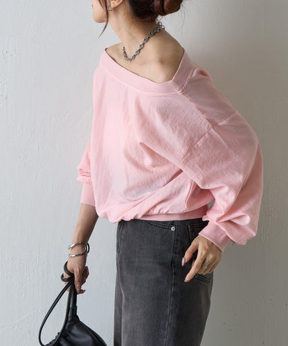 【AW】輕薄透視一字肩套頭衫