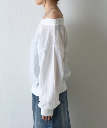 【AW】輕薄透視一字肩套頭衫