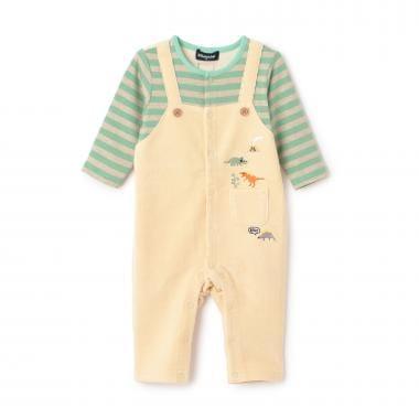 恐龍條紋拼接連體衣