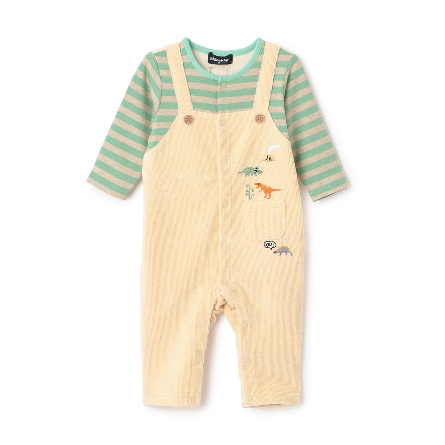 恐龍條紋拼接連體衣