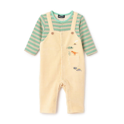 恐龍條紋拼接連體衣