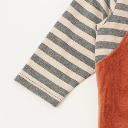 恐龍條紋拼接連體衣