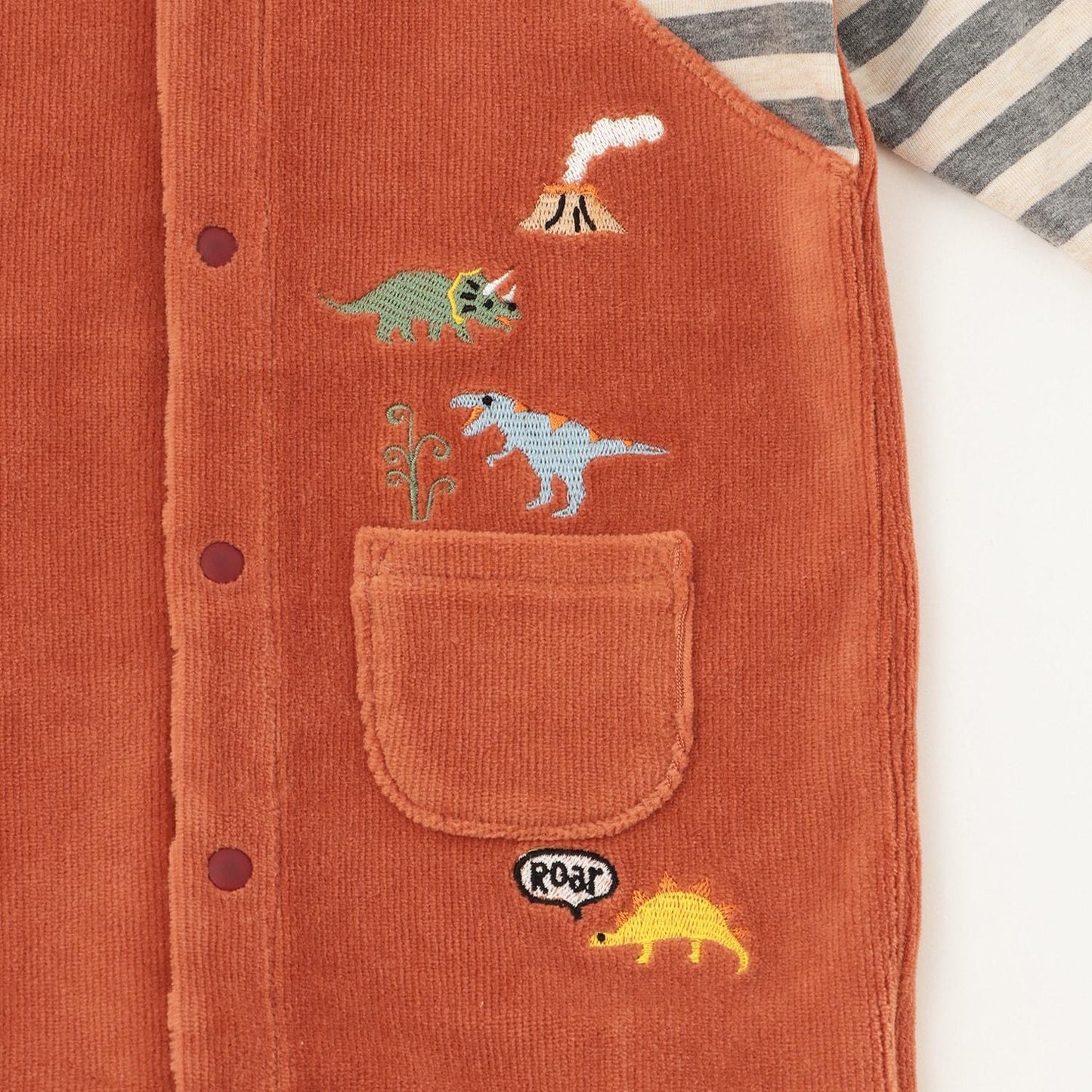 恐龍條紋拼接連體衣