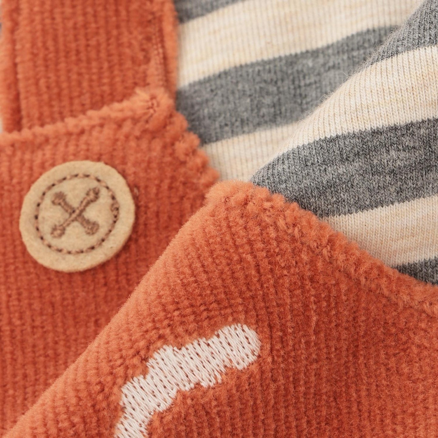 恐龍條紋拼接連體衣