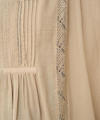 印度蕾絲褶飾長袖襯衫