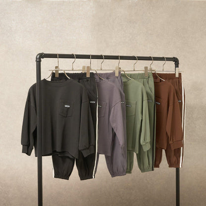 【MNCM】【可成套】【舒適天竺】寬鬆側邊條紋長褲