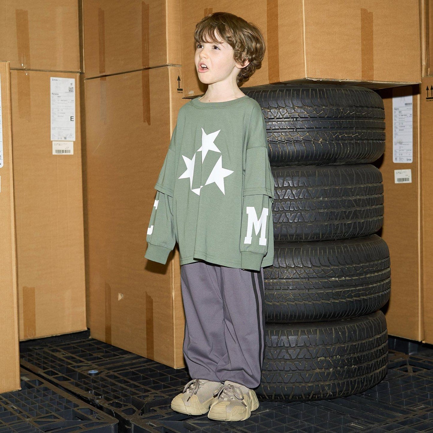 【MNCM】【可成套】【舒適天竺】寬鬆側邊條紋長褲