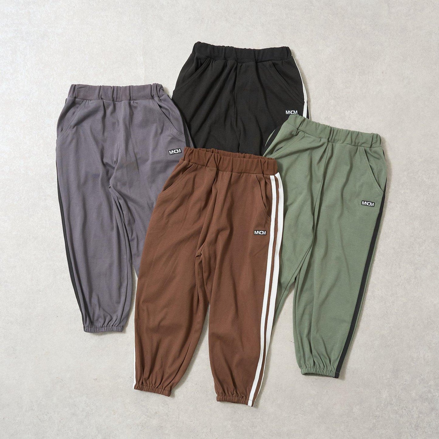 【MNCM】【可成套】【舒適天竺】寬鬆側邊條紋長褲