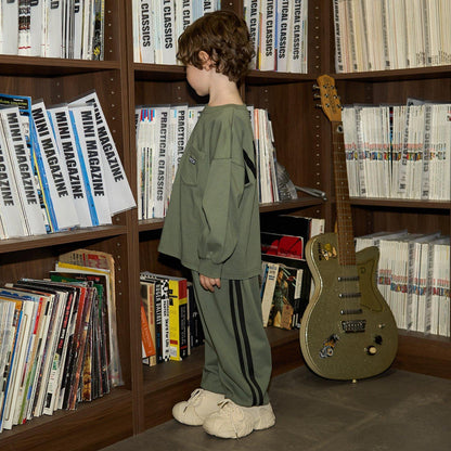 【MNCM】【可成套】【舒適天竺】寬鬆側邊條紋長褲